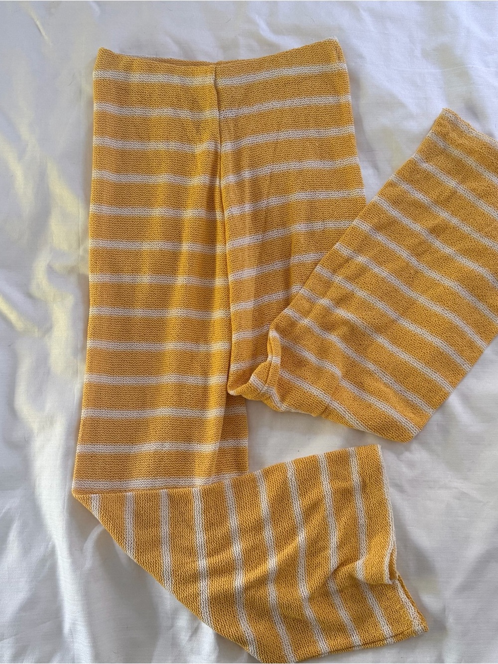 Zara yellow striped knit pants size medium